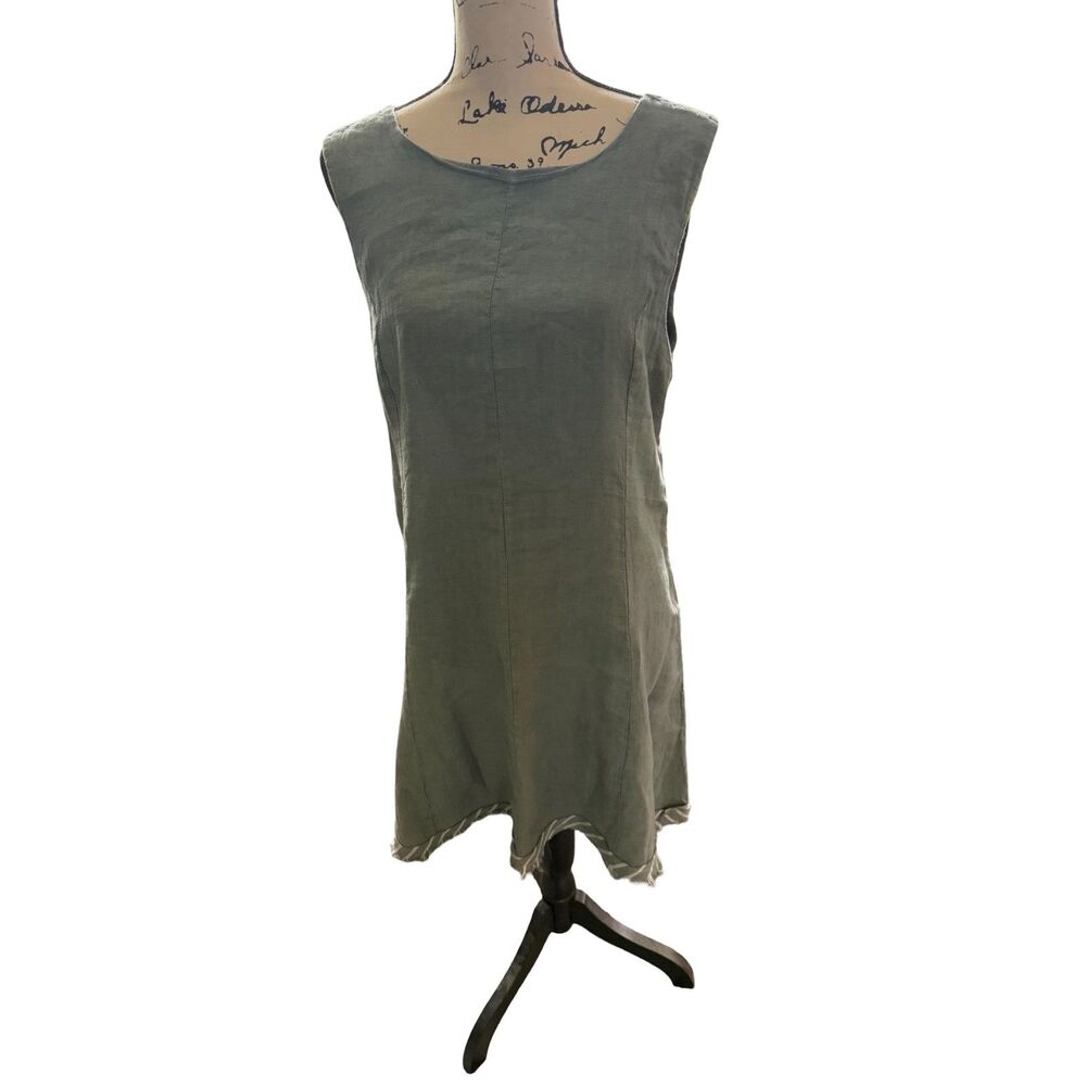 Tempo Paris Linen Dress Boho Lagenlook Made in Italy Sz XL EUC